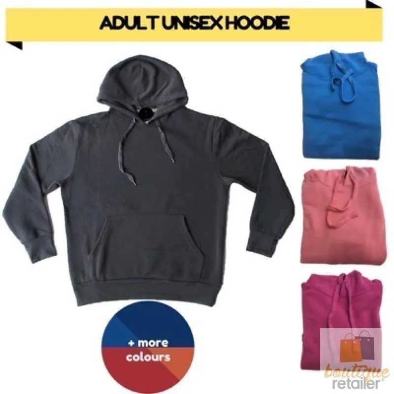 Adult Unisex Mens Plain Basic Pullover Hoodie Sweater Sweatshirt Warm Jumper