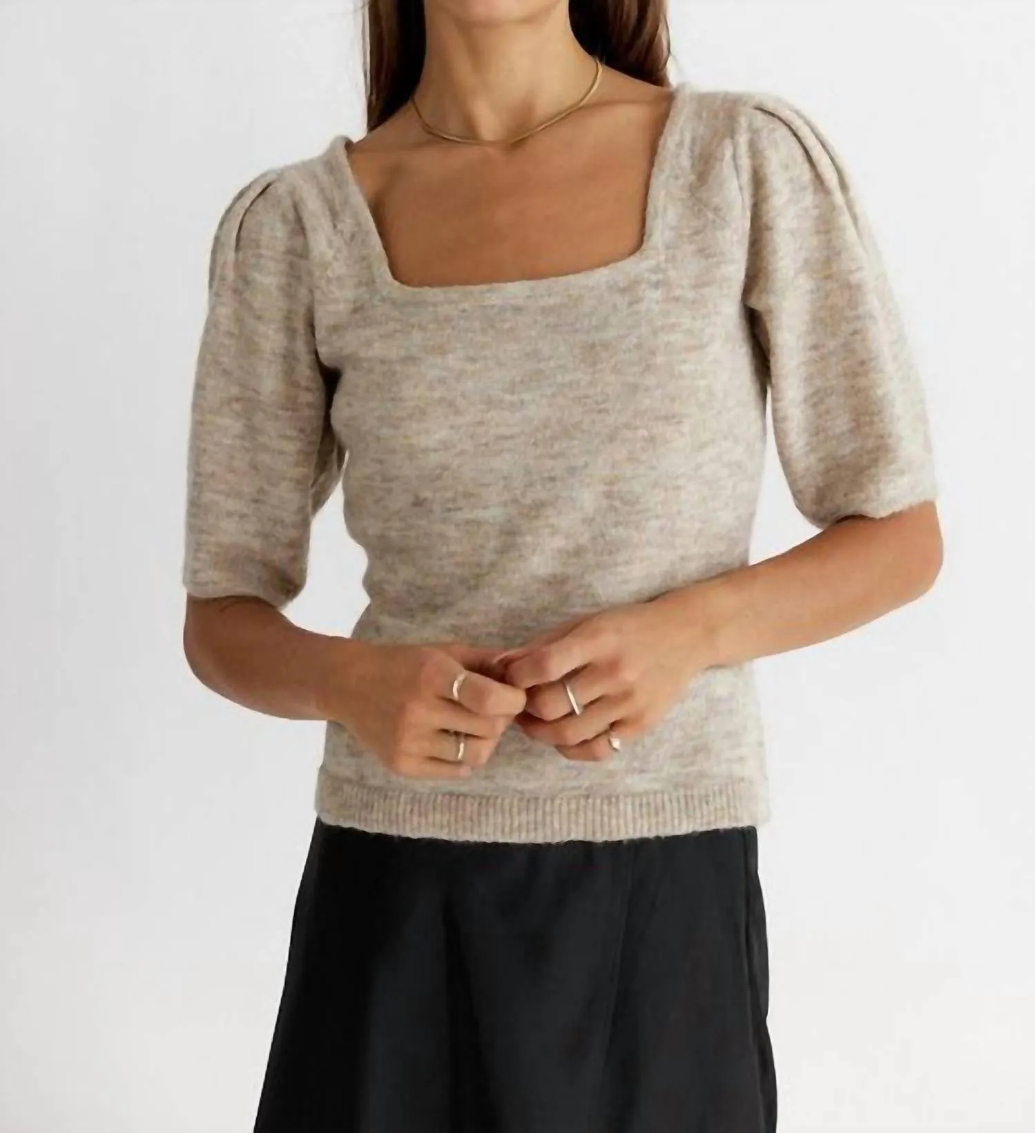 All : Row - Puff Sleeve Knit Top