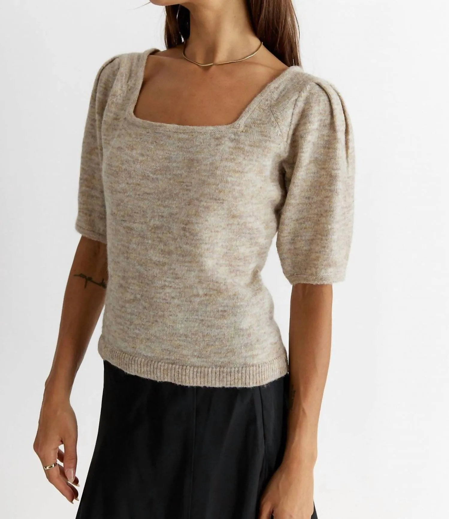 All : Row - Puff Sleeve Knit Top