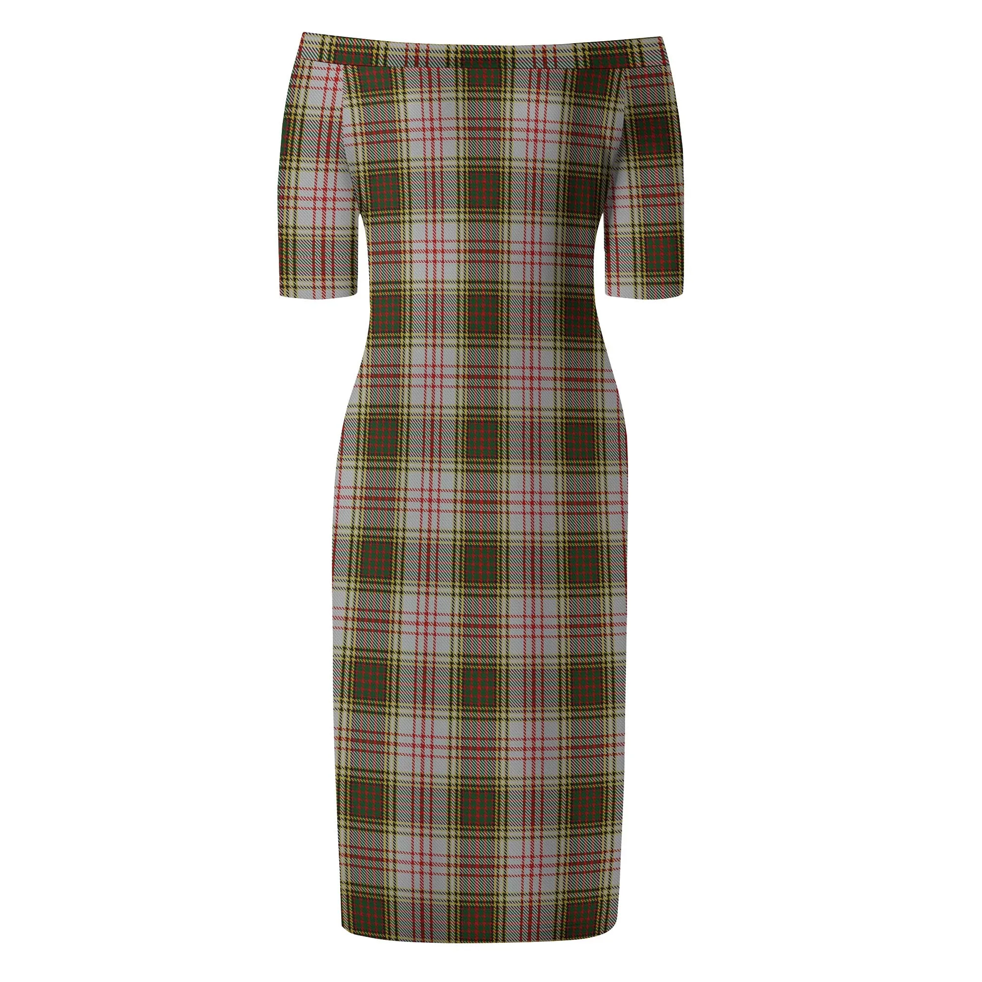 Anderson Dress Tartan Off Shoulder Lady Dress