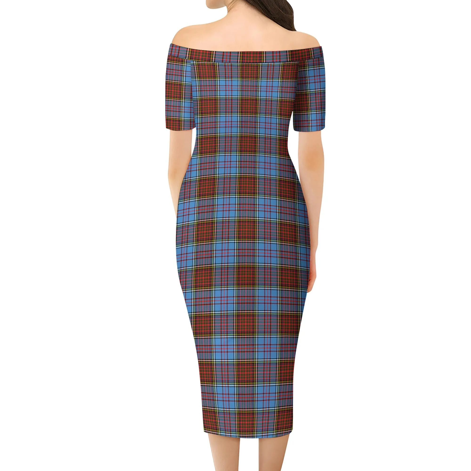 Anderson Modern Tartan Off Shoulder Lady Dress