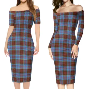 Anderson Modern Tartan Off Shoulder Lady Dress