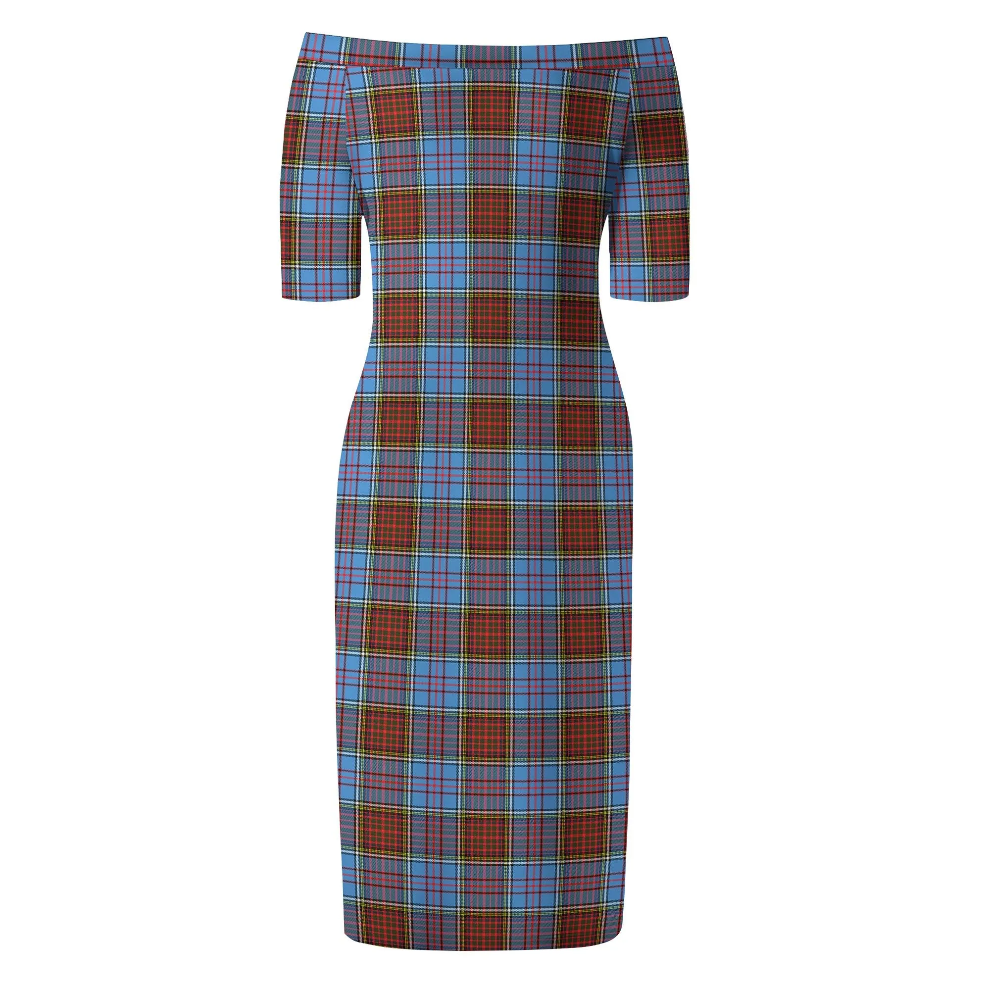 Anderson Modern Tartan Off Shoulder Lady Dress