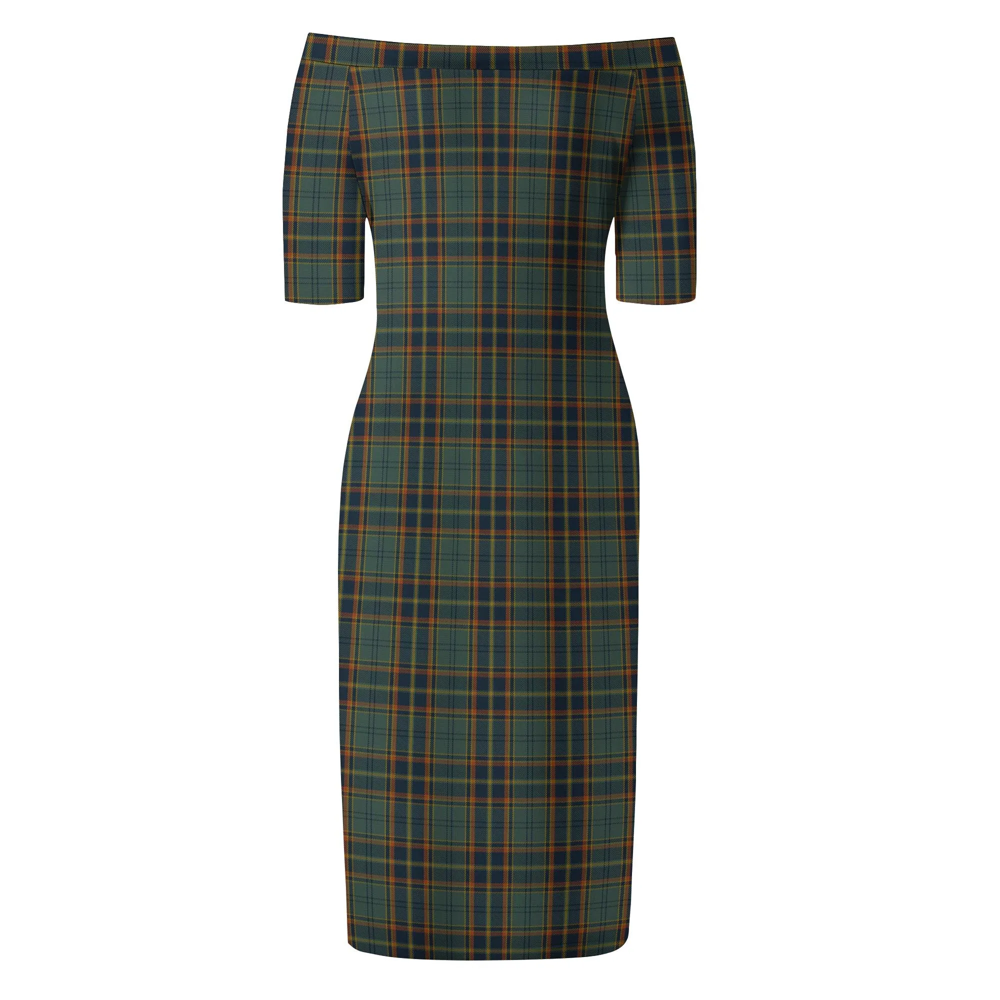 Antrim County Ireland Tartan Off Shoulder Lady Dress