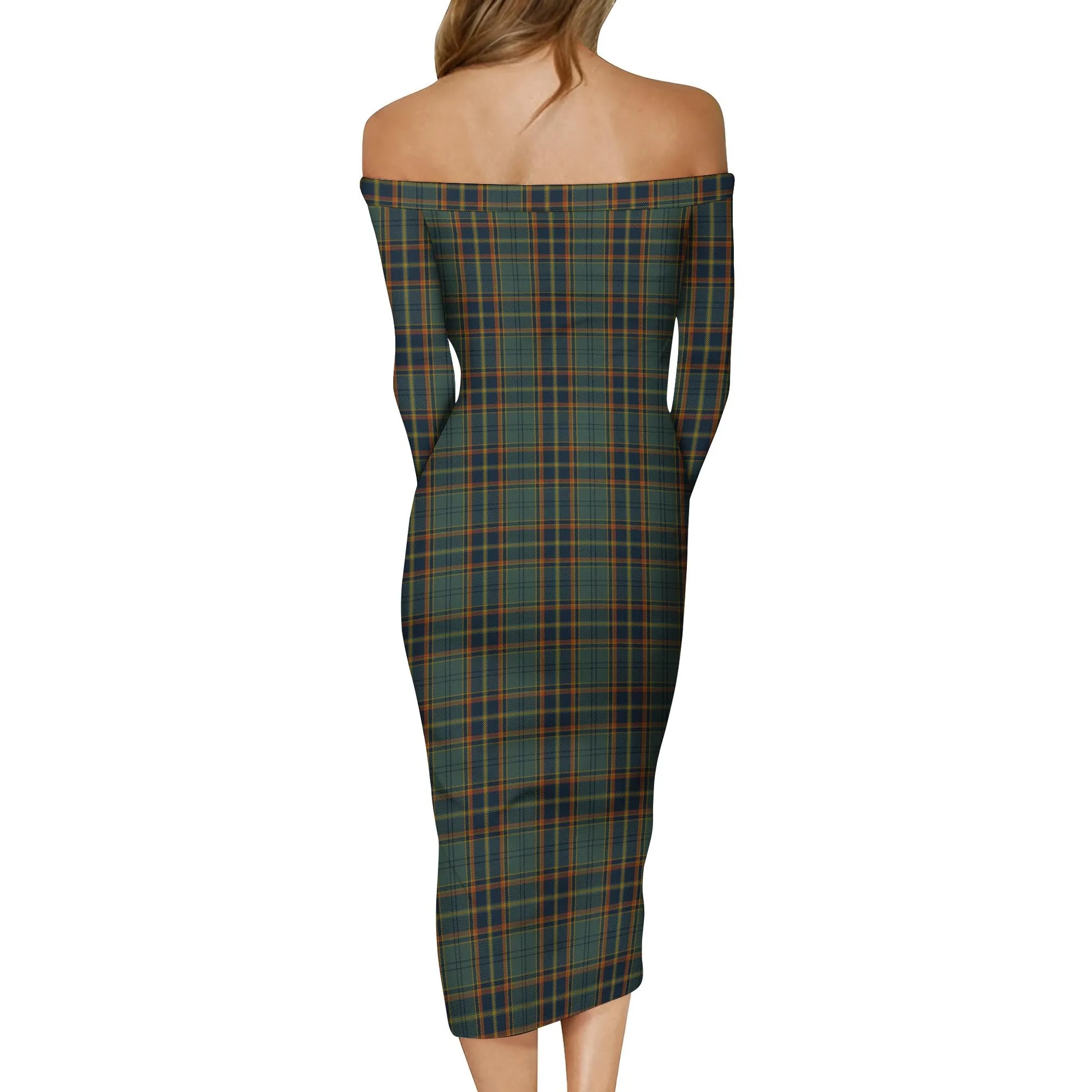 Antrim County Ireland Tartan Off Shoulder Lady Dress