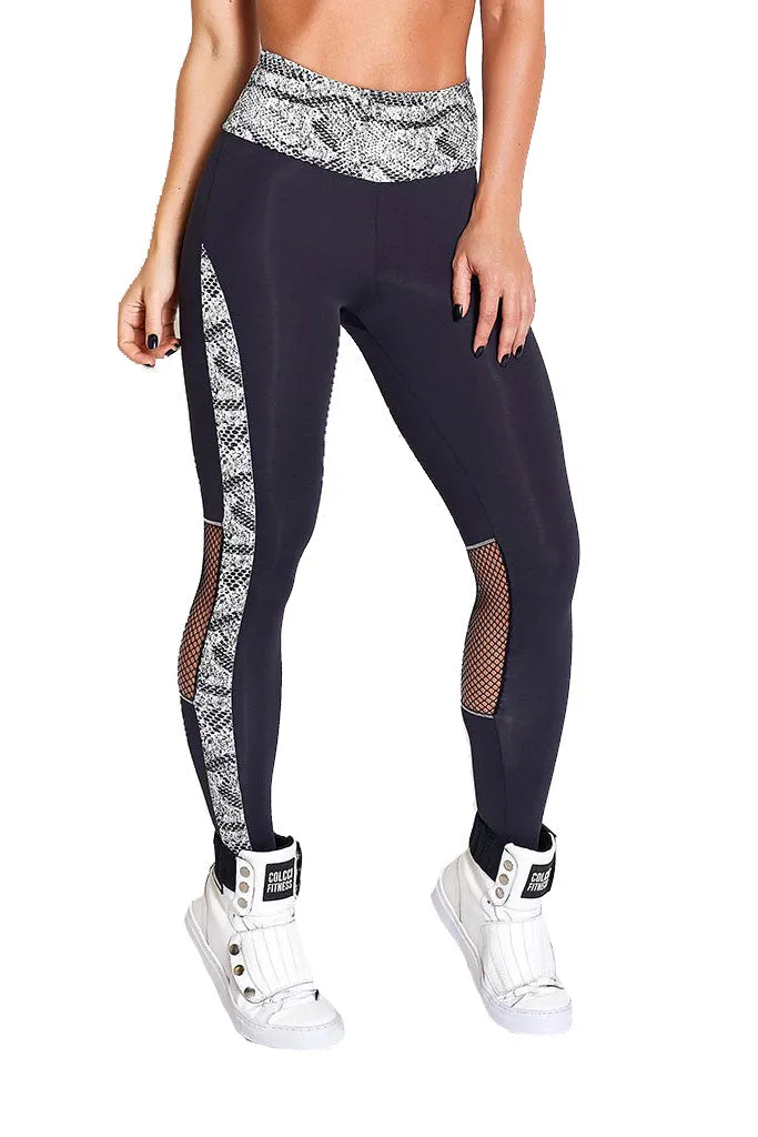 Colcci Fitness Snake Print Back Meshed Crossfit Leggings