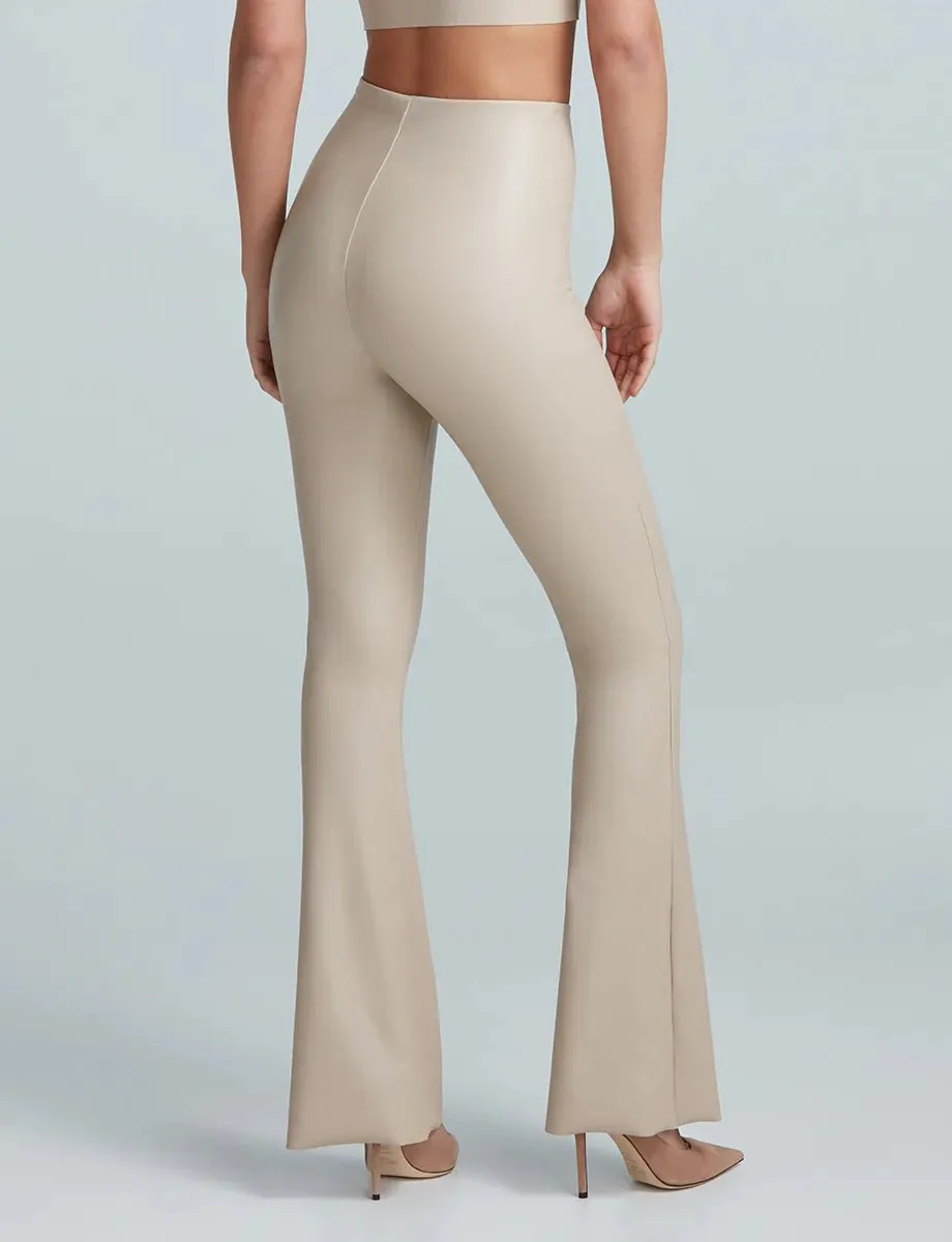 Commando: Faux Leather Flare Legging - Sand