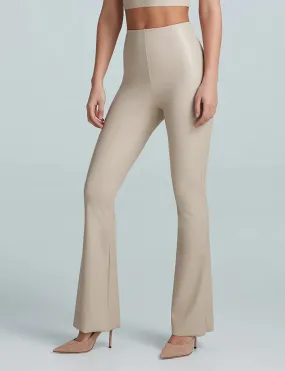 Commando: Faux Leather Flare Legging - Sand