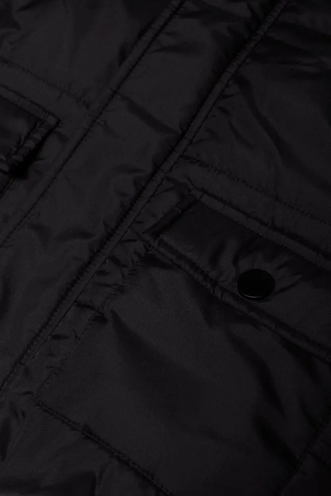 Hooded Puffer Parka Jacket Black