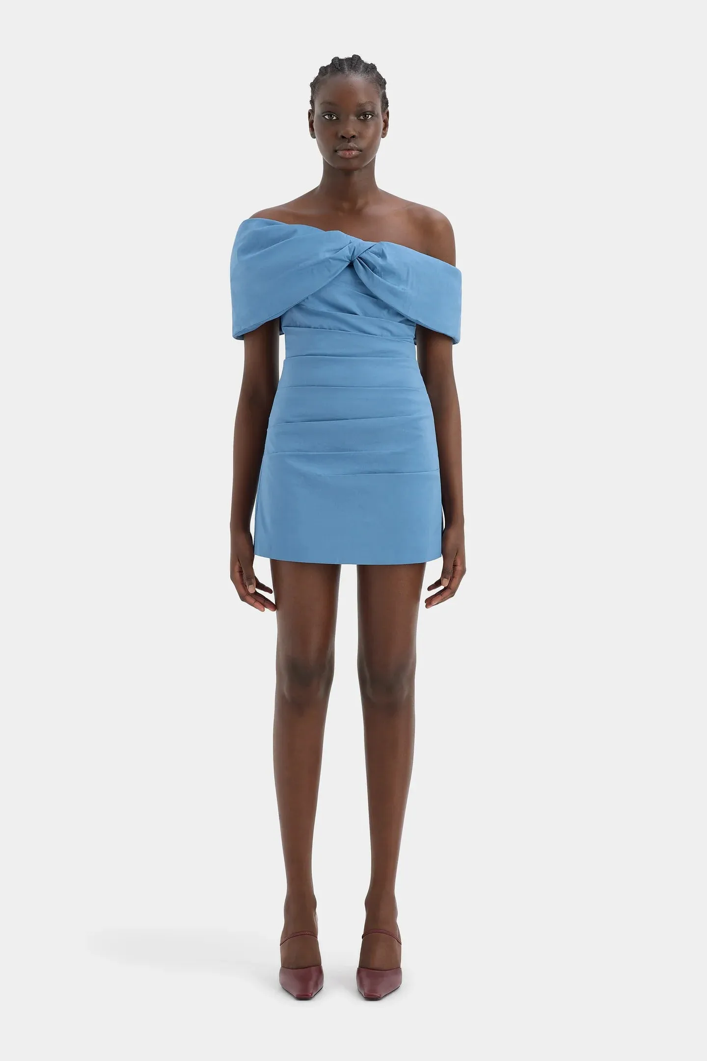 Jones Off Shoulder Mini Dress | Washed Blue