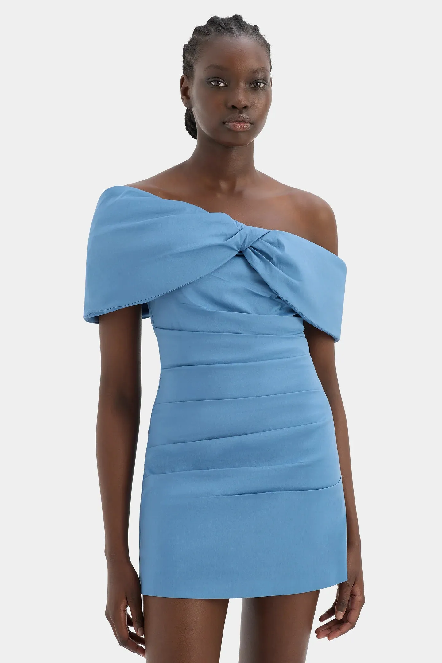 Jones Off Shoulder Mini Dress | Washed Blue