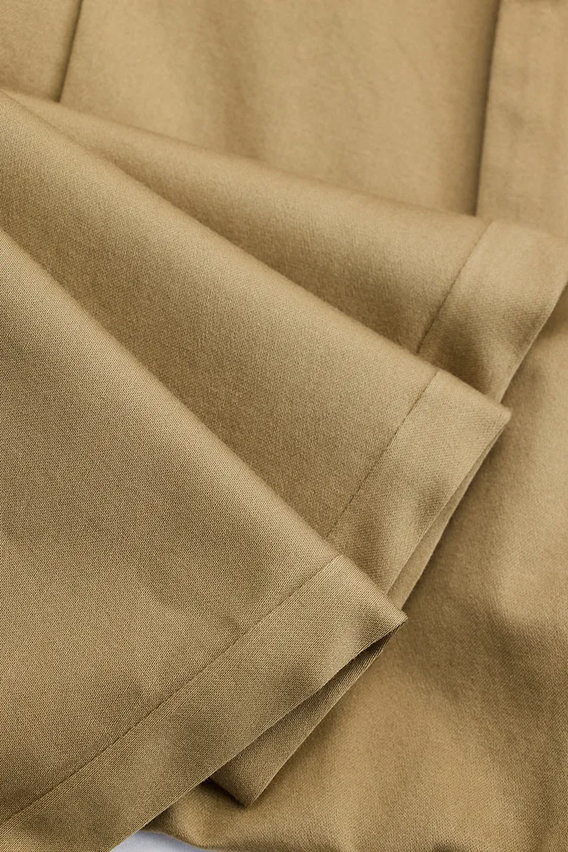 Khaki Slim Fit Pleated Trousers