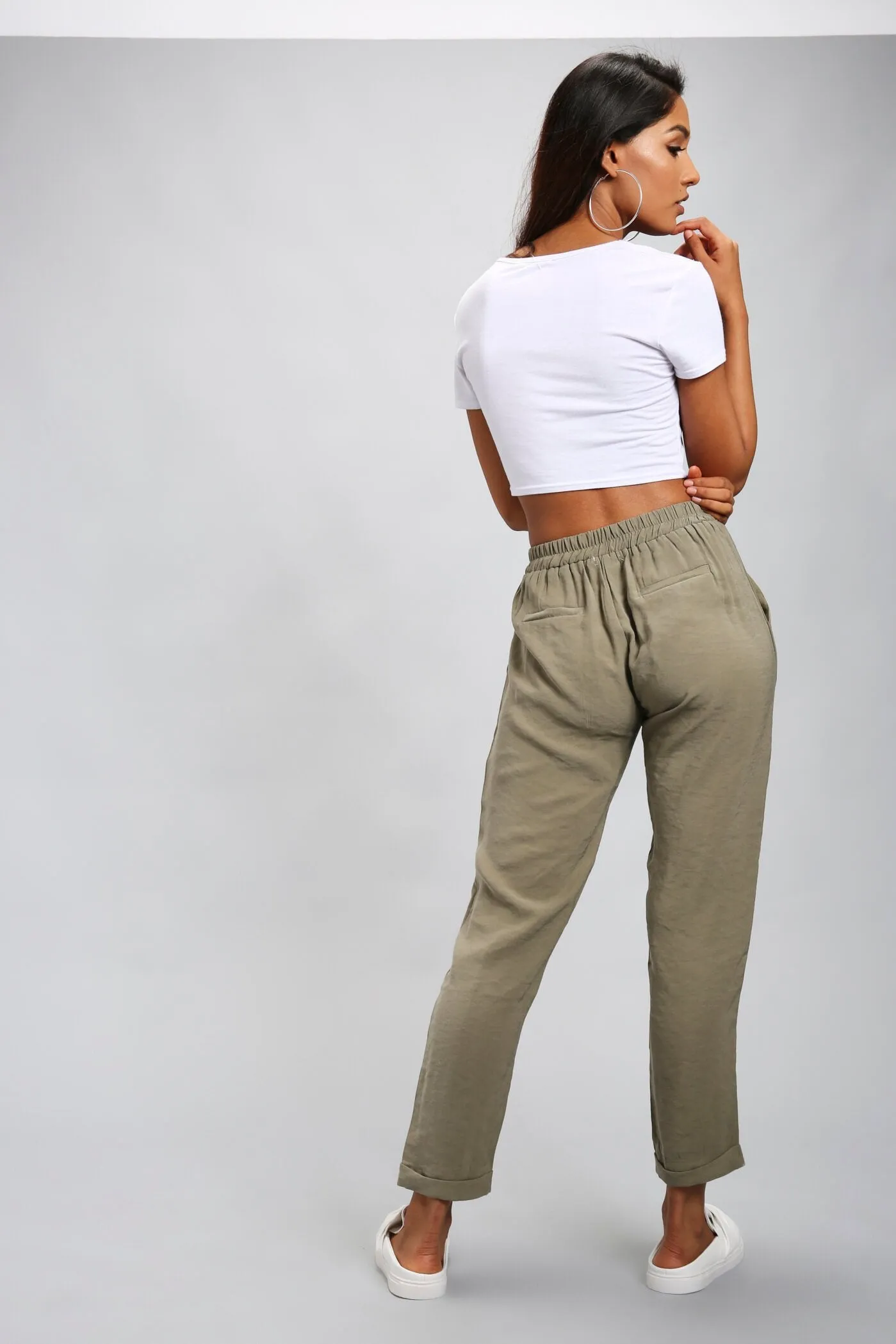 Khaki Slim Fit Tapered Trousers