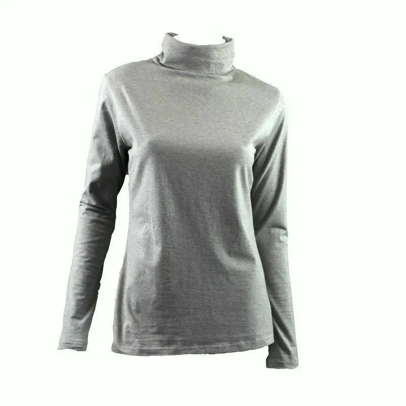 Ladies SKIVVY Womens Long Sleeve Plain Top Warm Turtleneck Cotton High Neck