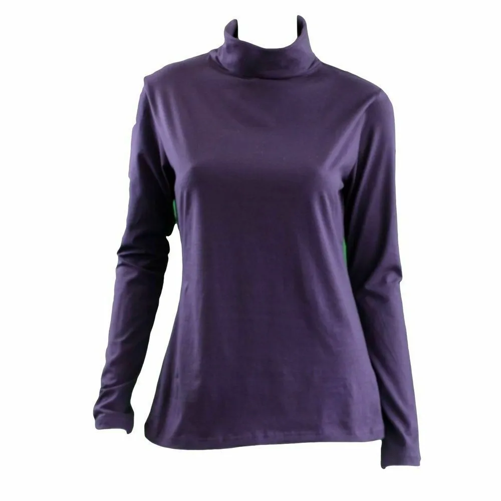Ladies SKIVVY Womens Long Sleeve Plain Top Warm Turtleneck Cotton High Neck