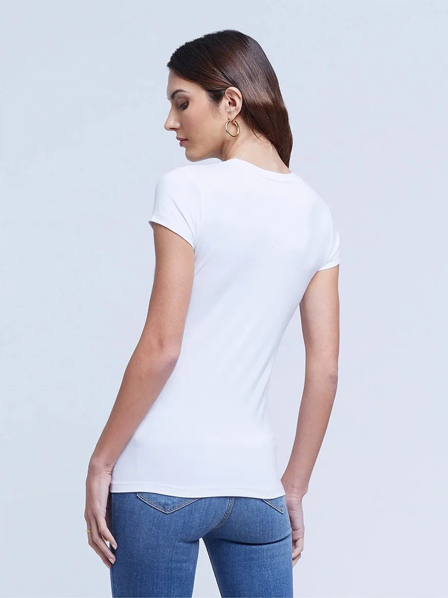 L'Agence Ressi Short Sleeve Crew in White