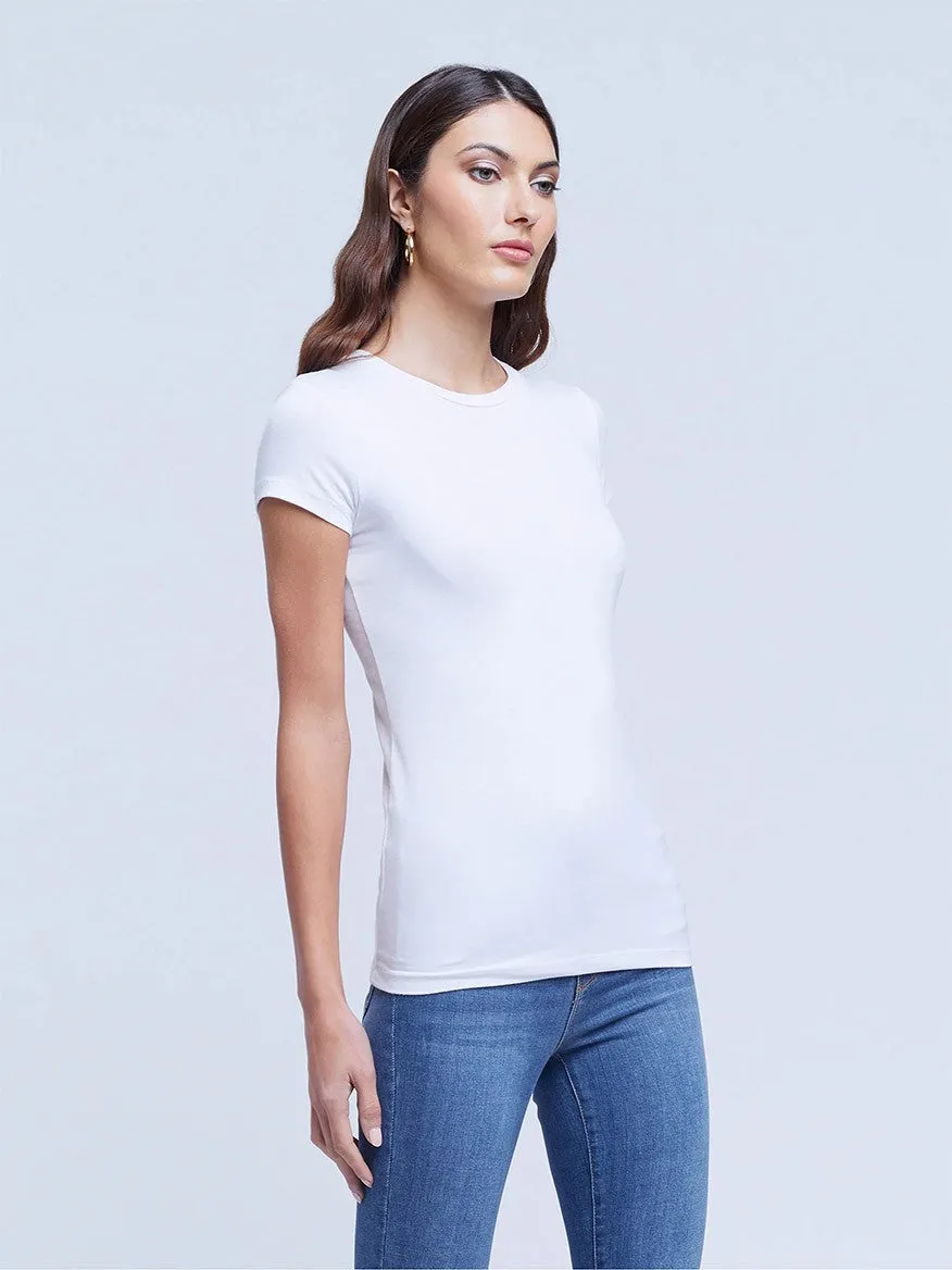 L'Agence Ressi Short Sleeve Crew in White