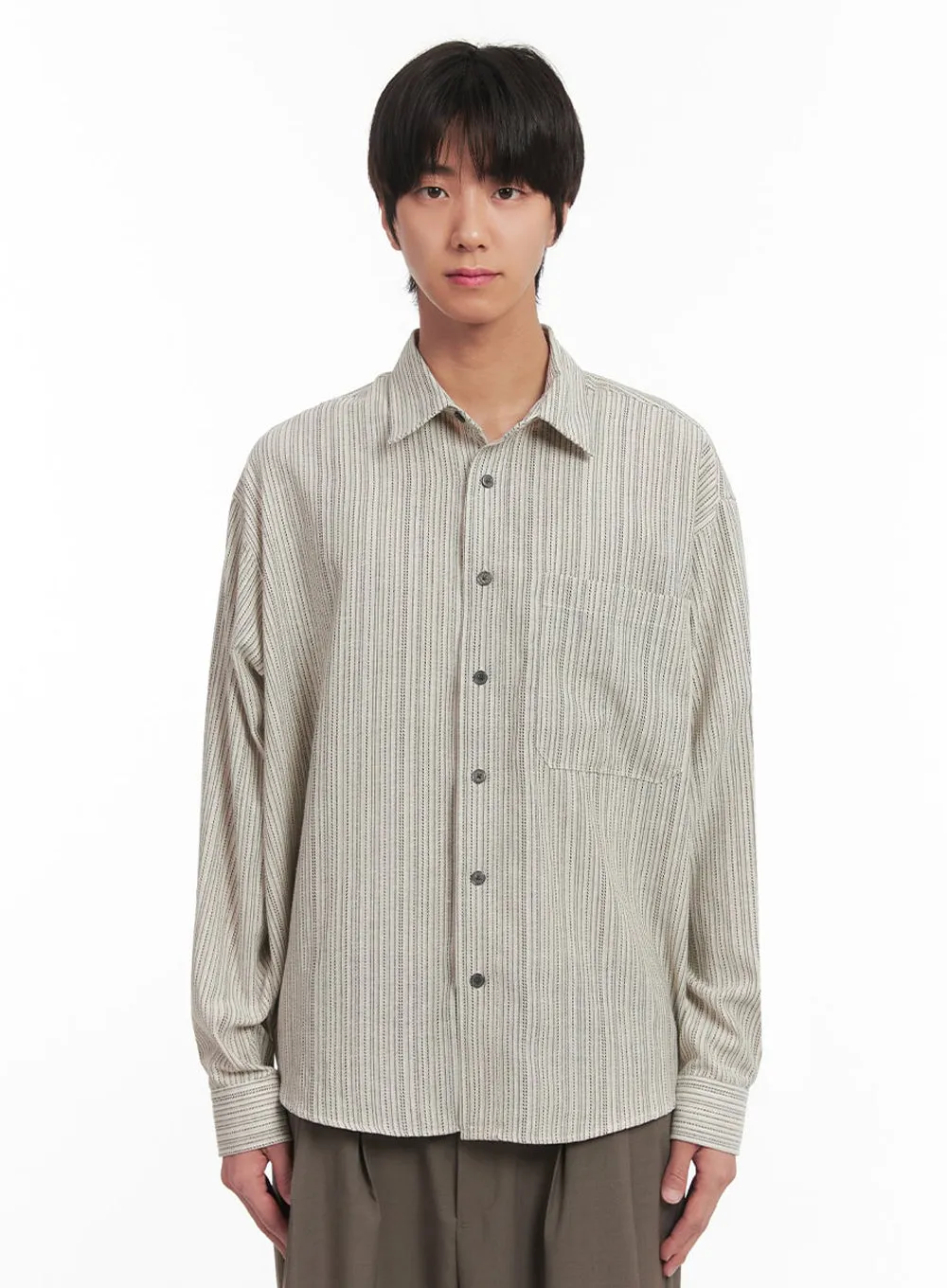Men's Vintage Stripe Collared Shirt IA510
