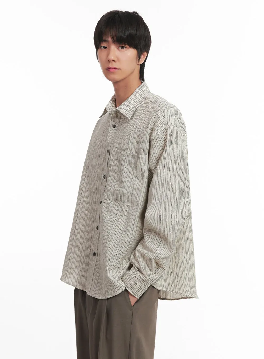 Men's Vintage Stripe Collared Shirt IA510