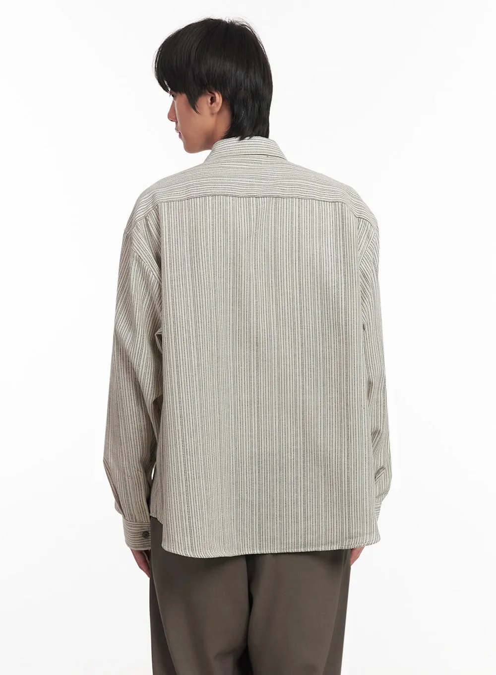 Men's Vintage Stripe Collared Shirt IA510