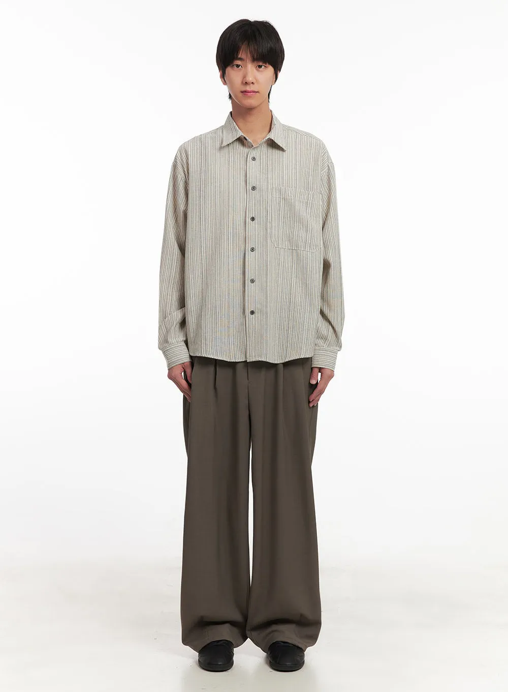 Men's Vintage Stripe Collared Shirt IA510