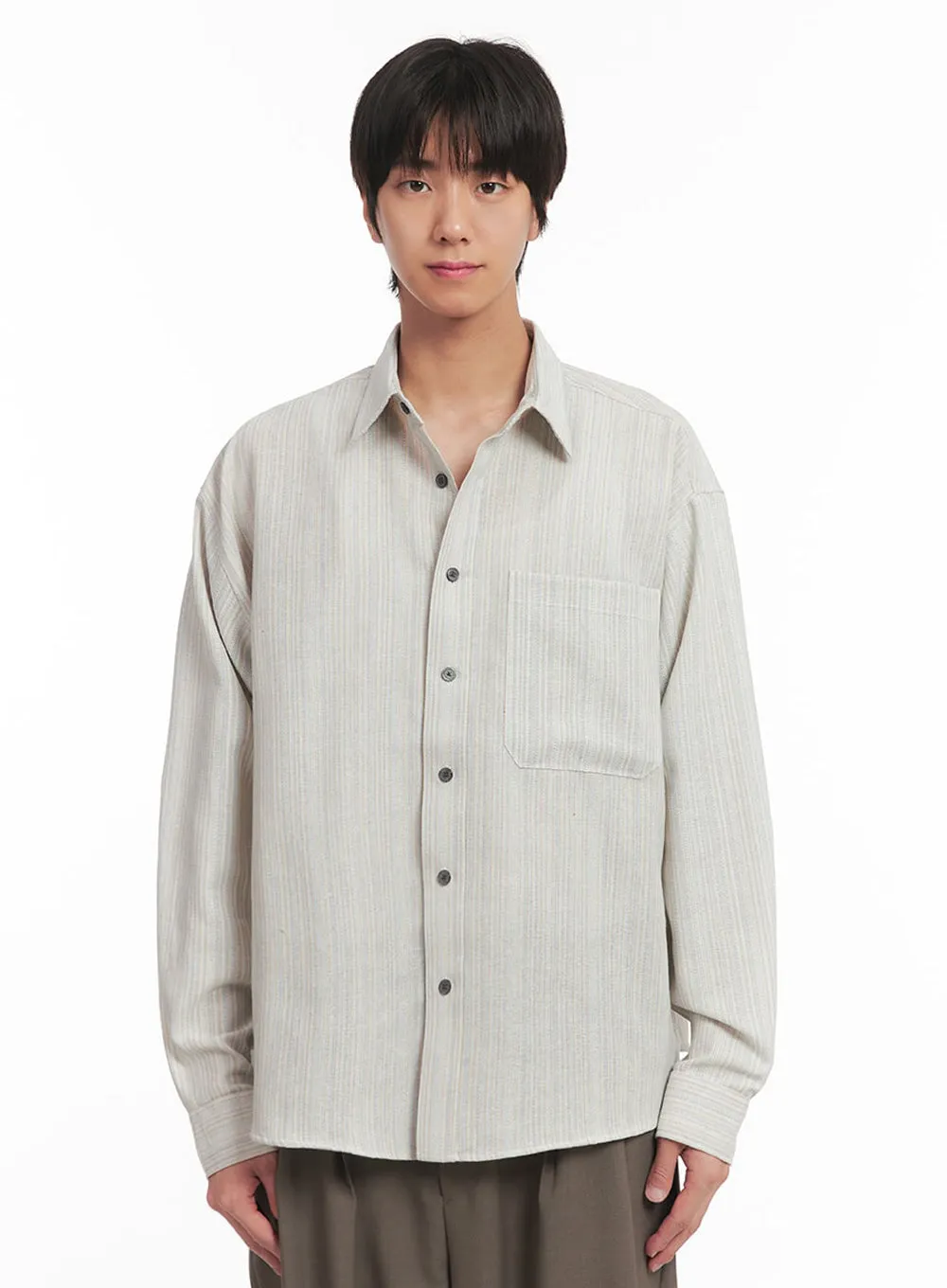 Men's Vintage Stripe Collared Shirt IA510