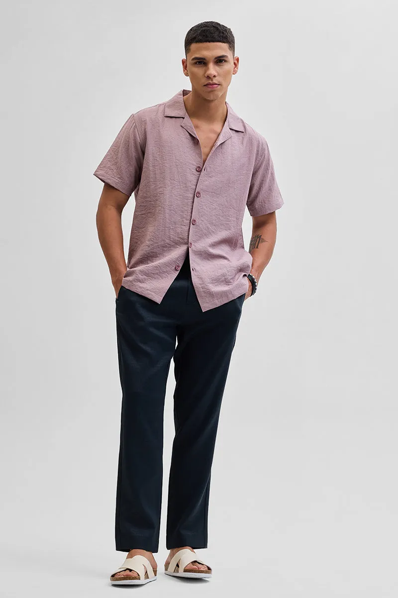 Navy Self-Design Slim Fit Trousers