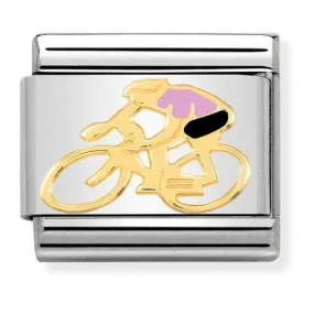 NOMINATION Link Gold and Enamel Pink Cyclist