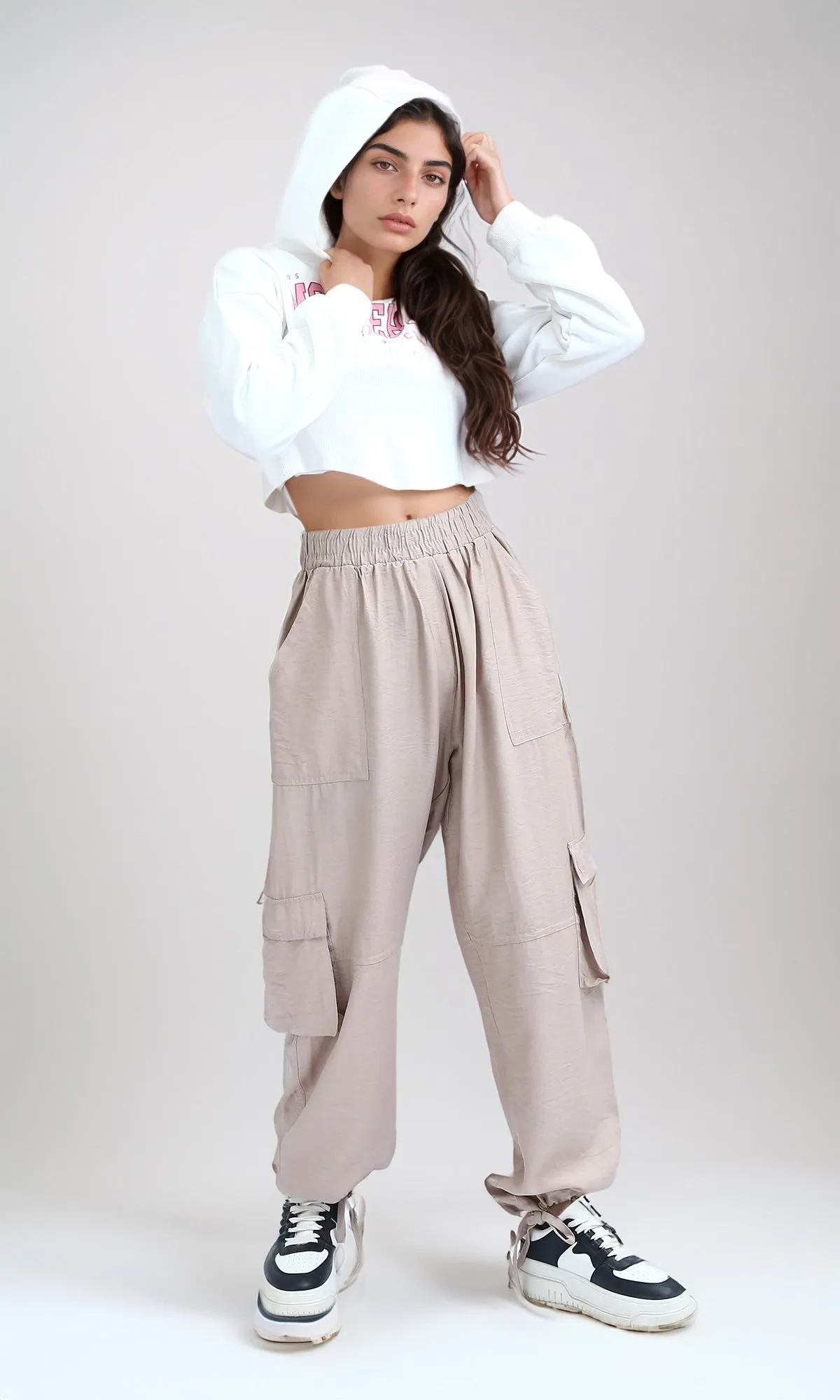 O180768 Regular Fit Printed Winter Hoodie - White