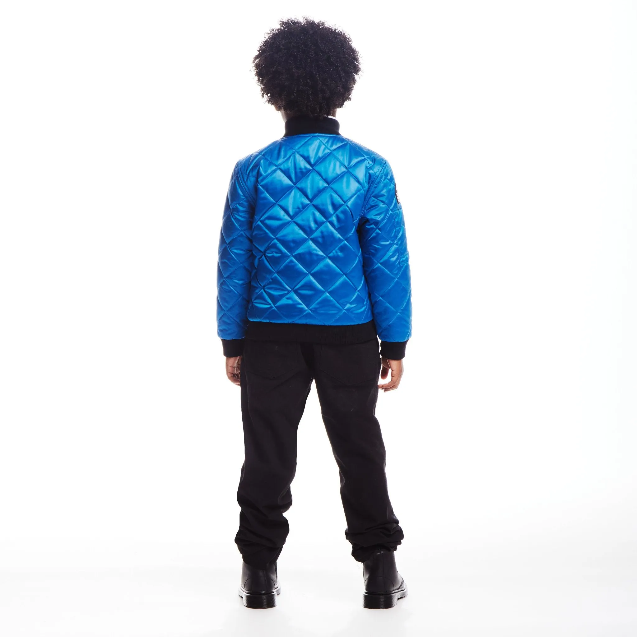SPACEONE x Andy & Evan® | Kids (4-16) Quilted Bomber with LED Light | Blue