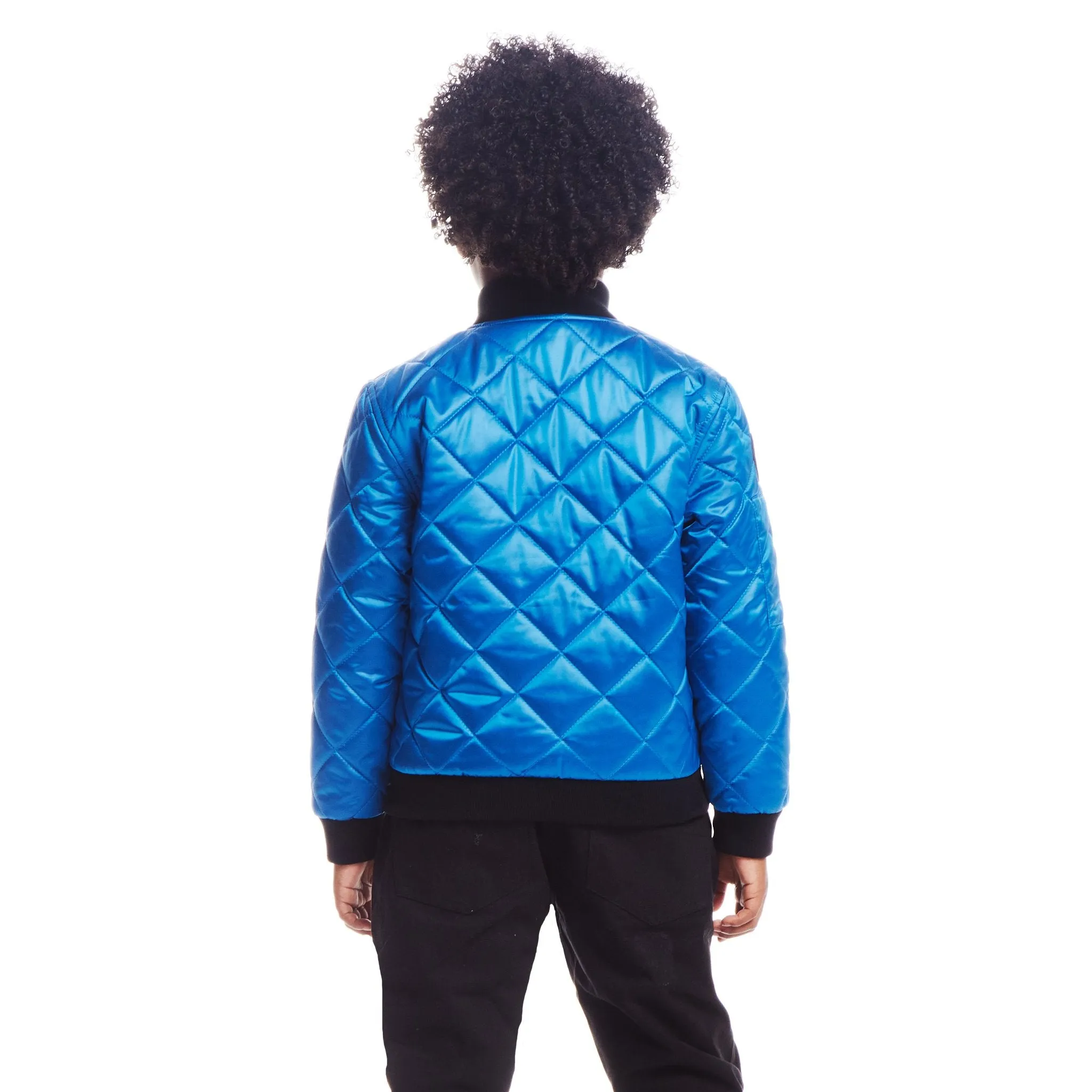 SPACEONE x Andy & Evan® | Kids (4-16) Quilted Bomber with LED Light | Blue