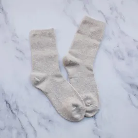 Women's Solid Wool Cashmere Blend Socks - Beige