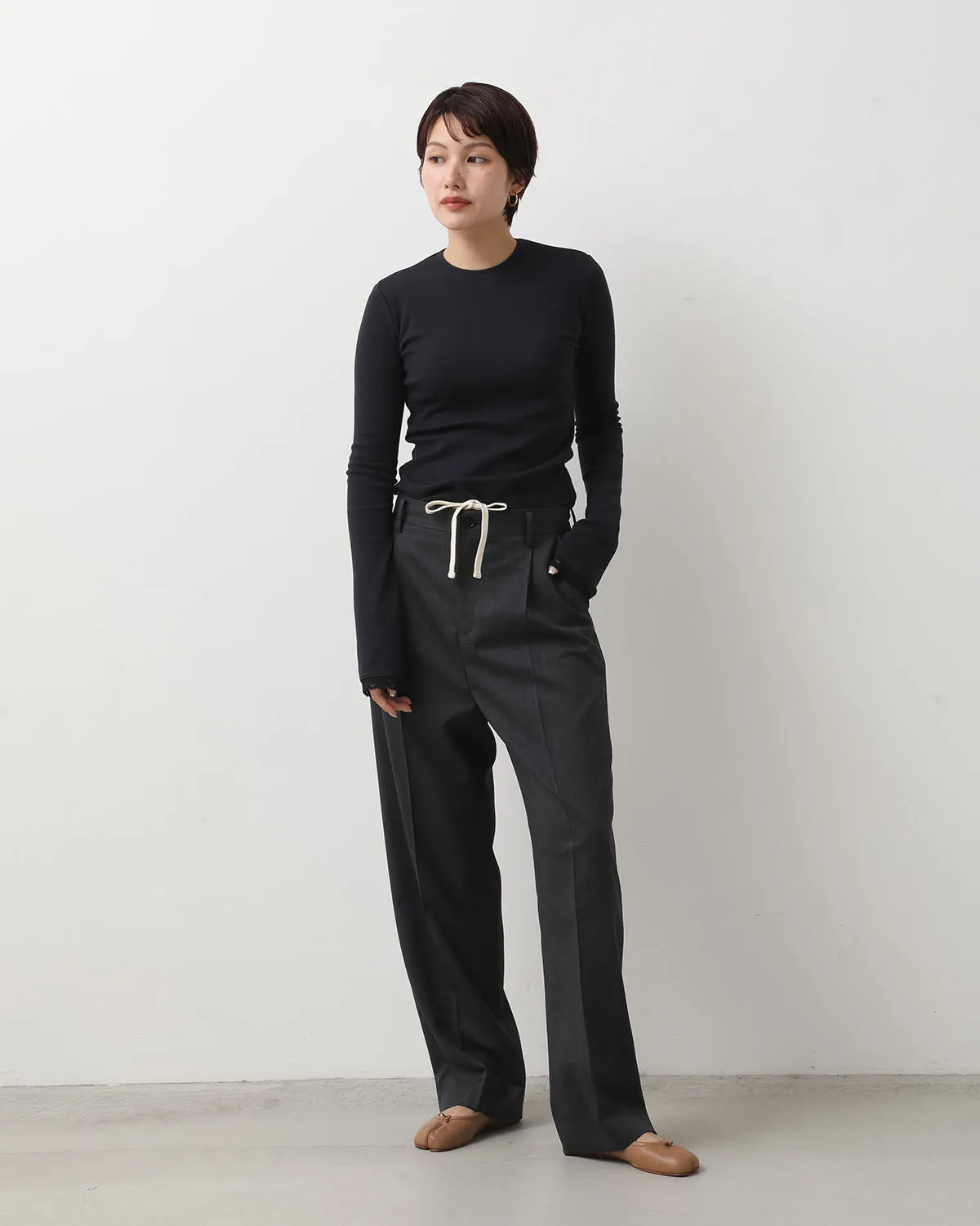 WOOL DRAWSTRINGS SLACKS