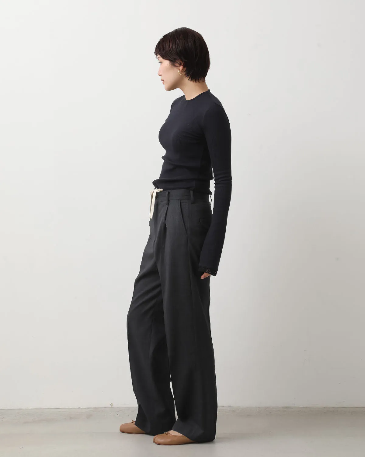 WOOL DRAWSTRINGS SLACKS